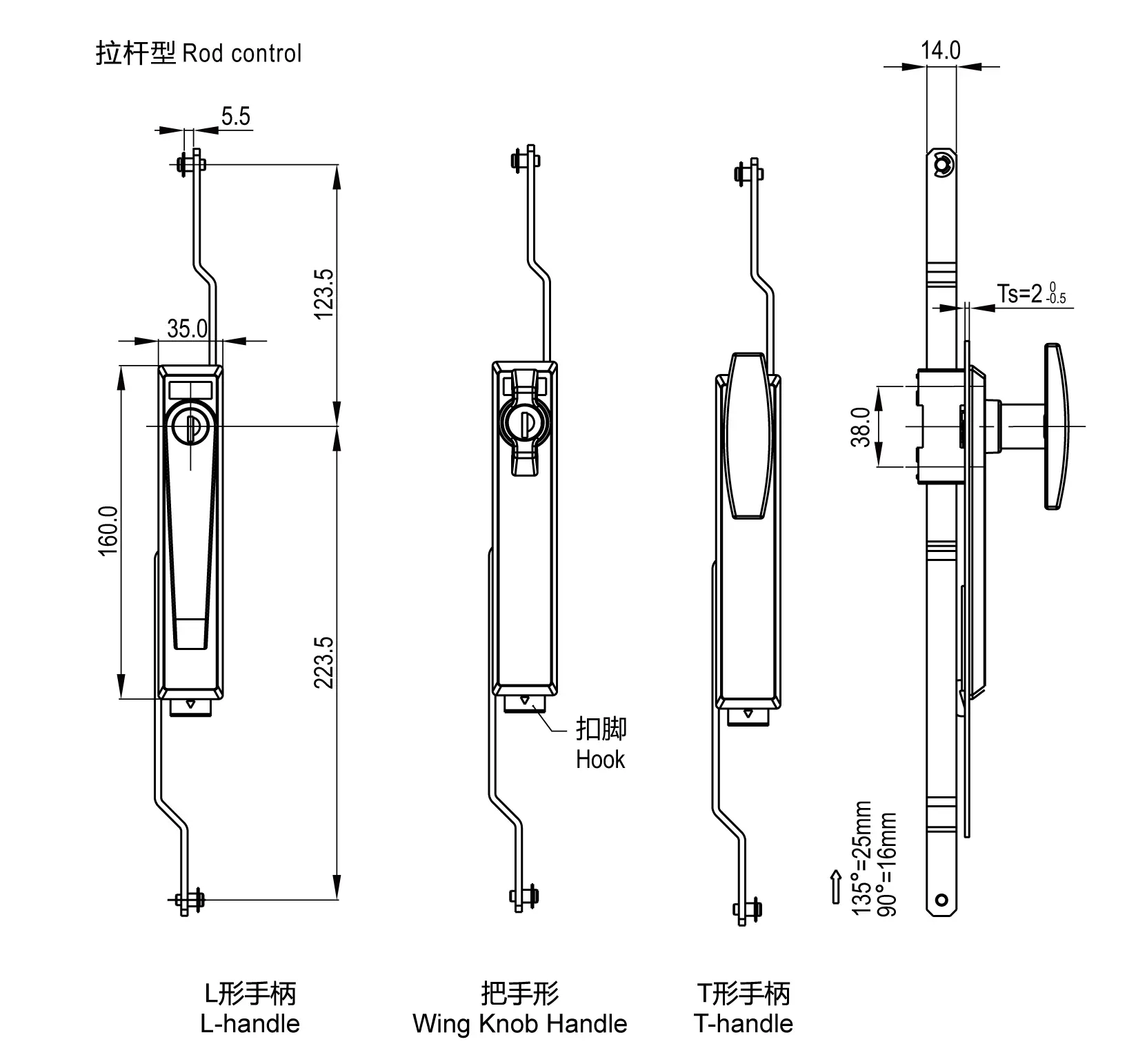 连杆型旋转把手 1123大型连杆系列