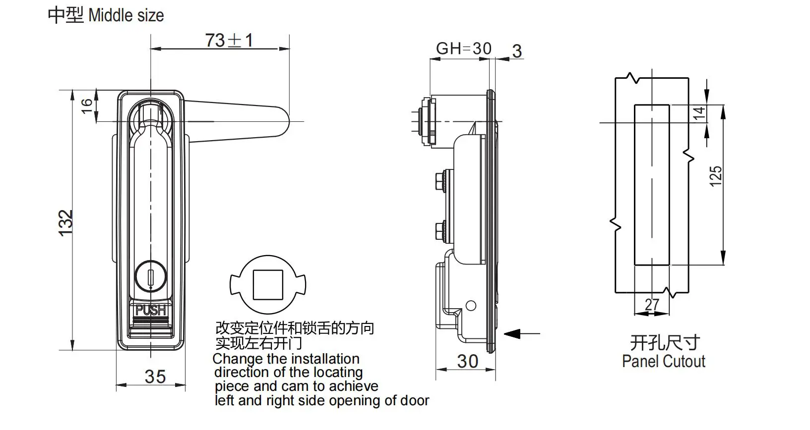 按钮型转动把手 1221中型系列