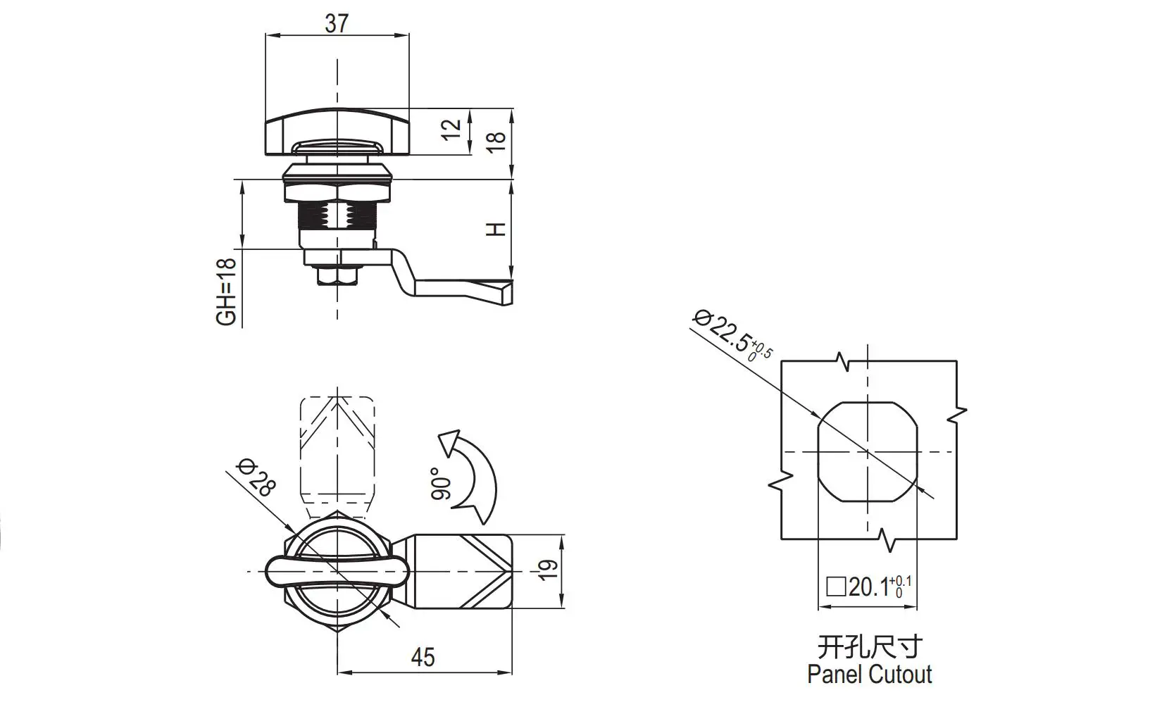 直角转舌锁 1417系列